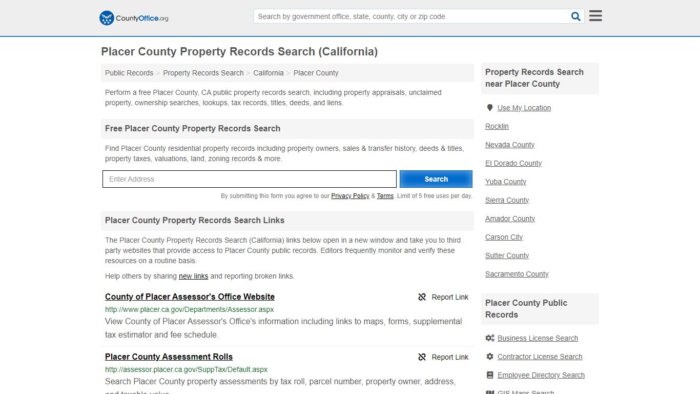 Placer County Property Records Search (California) - County Office